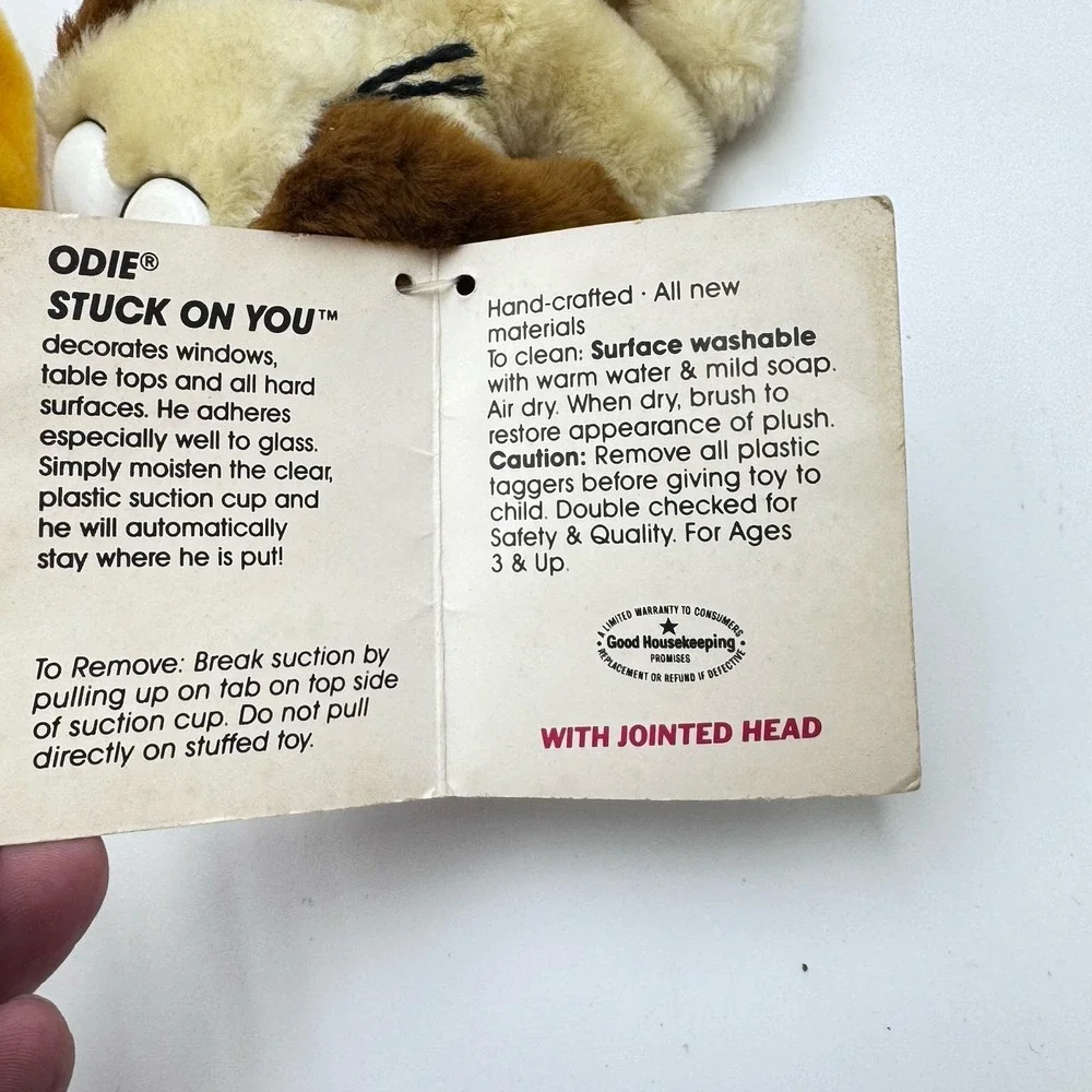 VTG Garfield & Odie Plush Car Window Suction Cup Cling Jointed Head Stuck On You